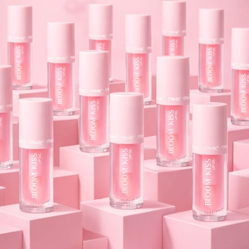 Miss Lil USA Bloom Kiss Lip Oil, Nourishing Hydrating High-Shine Lip Oil Gloss, Lightweight Non-Sticky Formula for Soft Glossy Lips, Vegan & Cruelty-Free (Rose)