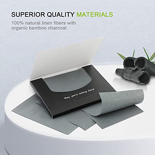 Bamboo Charcoal Oil Blotting Papers - 300 Sheets for Oily Skin