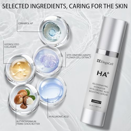 HA Rejuvenating Hydrator Hyaluronic Acid Serum for Face, Deep Hydrating Serum Made with Niacinamide and Ceramides