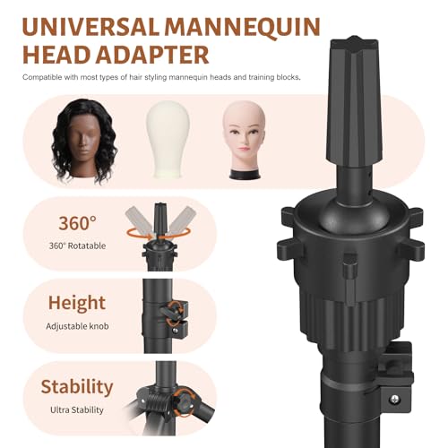 Adjustable Wig Stand Tripod 50" with Accessories & Carrying Bag
