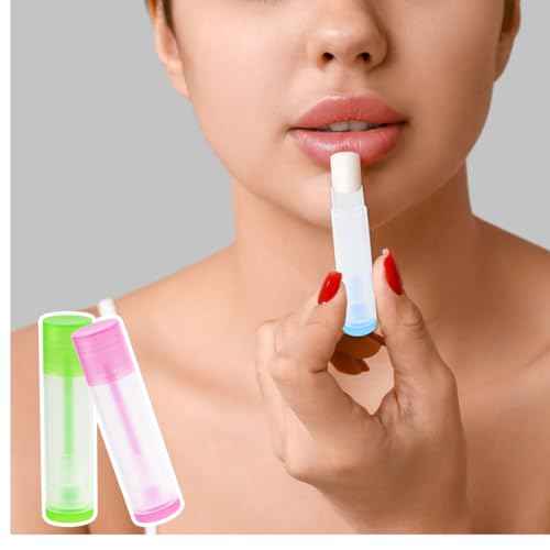 25 Pcs Clear Empty Lip Balm Tubes Lip Balm Containers Lipstick Container with Caps DIY Lip Balm Tubes Refillable Lip Balm Tube for Homemade Lip Gloss Lipstick 5.5Ml Plastic Lip Balm Containers