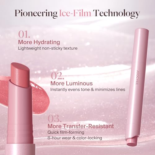 JOOCYEE Long-Lasting Glossy Lipstick Velvet Rouge, Diamond Pink Shimmer Hydrating Volumizing Lip Plumper High Shine Lip Gloss Non-Sticky Sheer Glow