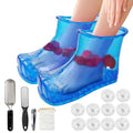 Foot Bath Soak Tub Shoes of Water Saving, A Pair of Portable Spa Soak for Foot Care, Milk Bath Wash, Foot Massager Spa for Women and Men, Water Saving Toenail Soaking Bowl(Large, Blue,2PCS)