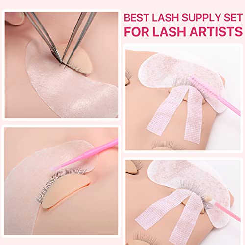 Pretty memory Lash Extension Supplies Eyelash Extension Kit, Lash Mannequin Head with Removable Eyelids Silicone Practice Set for Makeup and Eyelash Graft