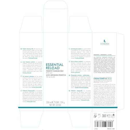 Lendan - Prebiotic Facial Cleansing Milk - Essential Reload - 200 ml - All Skin Types - Removes Makeup and Impurities - Brightness and Hydration - Light Texture