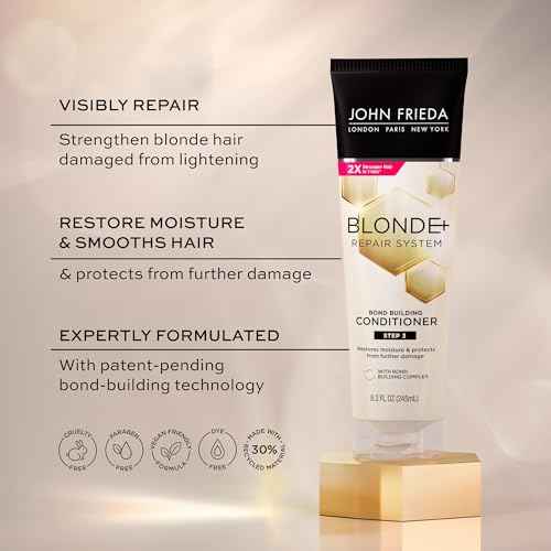 John Frieda Blonde+ Hair Repair System, Conditioner with Bond Building Complex, Restores Moisture and Protects Hair From Further Damage, Step 3 of Hair Repair System, 8.3 Oz