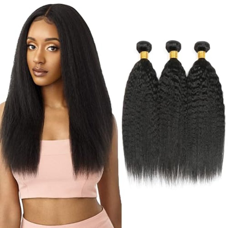 #1B Yaki Straight Human Hair Bundles 22" 3-Pack