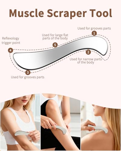 Stainless Steel Gua Sha Facial Tool Set - 2-in-1 Face Massage