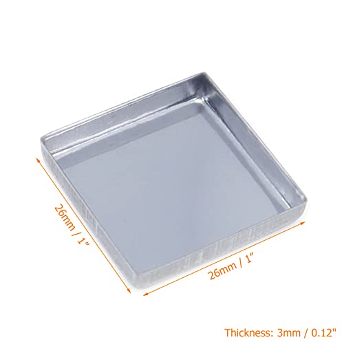Coshar Pack of 30 Empty Square Metal Pans 26mm Eyeshadow Palette Pans Replacement for Magnets Makeup Palettes (3mm Height)