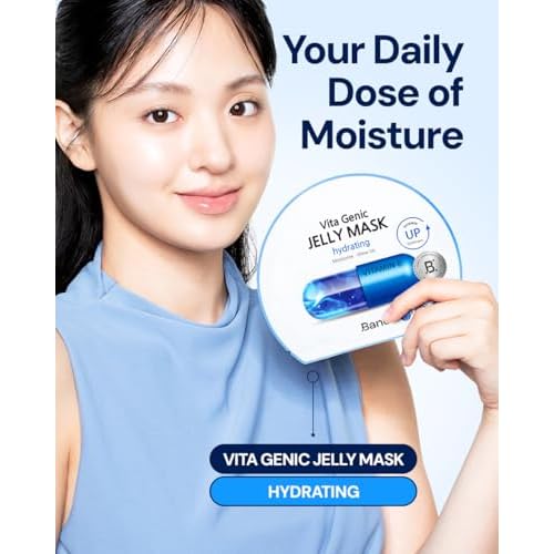 Vita Genic Jelly Face Hydrating Mask 10EA ? Firming Sheet Mask for Sensitive Skin, Korean Glass Skin Care with Mineral Water, Vitamin C & Niacinamide, Fragrance-Free, Pack of 2
