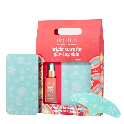 Pacifica Glow Baby Brightening Serum & Reusable Face Mask Set ? Vitamin C + Glycolic Acid for Radiant Hydrated Skin, Clean Vegan Skincare Gift Kit for Women & Teens, Stocking Stuffer Beauty Set