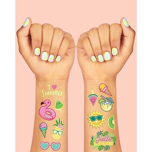 xo, Fetti Summer Pool Party Temporary Tattoos - Glitter styles | Birthday Party Supplies, Beach Party Favors + Tropical Decor