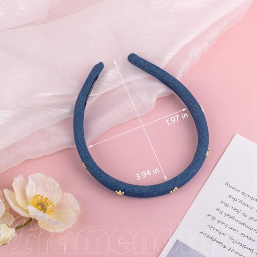 Framendino 4 Pack Thin Padded Bow Headbands for Women