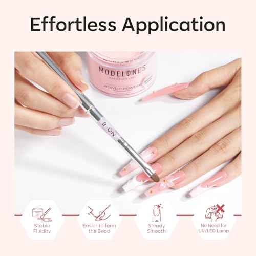 Modelones Acrylic Powder, 4.23oz Upgraded Cover Pink Nail Acrylic Powder for Nail Art 3D Carving French Nails Extensions, Non-Yellowing, Gifts for Women