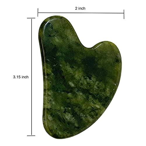 OXT Gua Sha Facial Tool - Natural Jade Stone, Dark Green