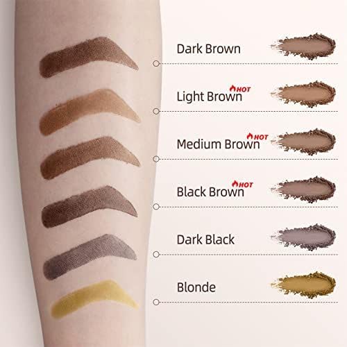 Eyebrow Stamp and Eyebrow Stencil Kit, Eye Brow Stencil Kit for Beginners 24 Reusable and Washable Eyebrow Kit, Brow Stencil and Stamp Kit Smudge-Proof & Long-lasting & Waterproof (Dark Brown)