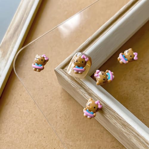 Kawaii Nail Charms 3D Cute Cat Rhinestones for Nails Art Decoration 55Pcs(11Style)