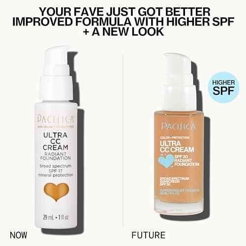 Pacifica Ultra CC Cream Radiant Foundation SPF 17 - Warm/Medium ? Medium Coverage Color Correcting Cream, Dewy Finish, Mineral SPF, 1 oz