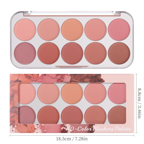 10-Color Blush Palette | Buildable Powder Blush for All Skin Tones