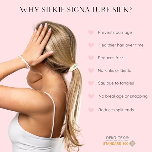 Silkie x4 Set - Chocolate Mulberry Silk Skinny Scrunchies & Travel Pouch - Gentle Hair Ties