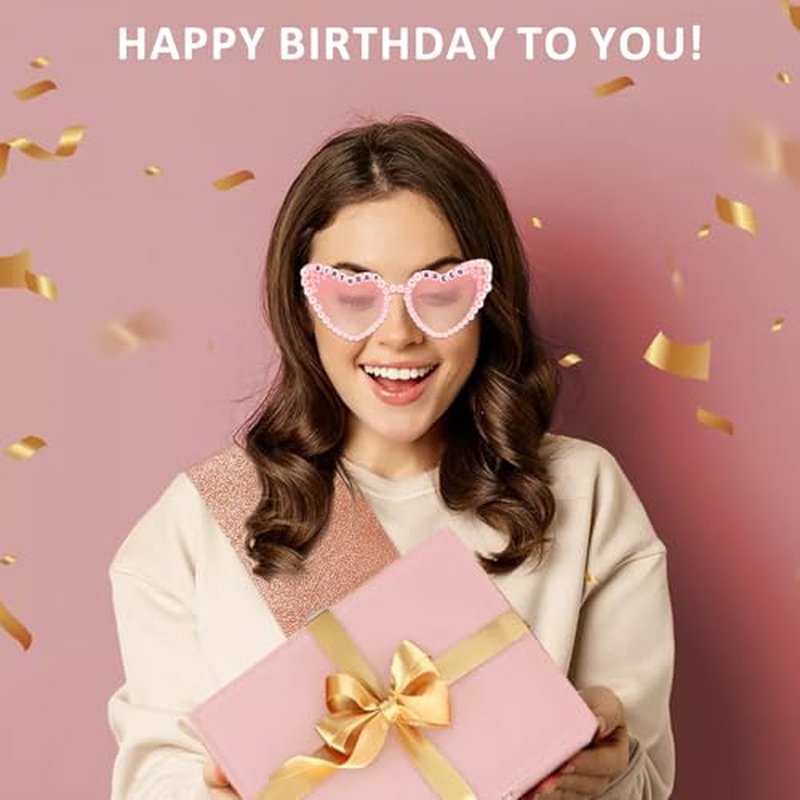 Birthday Queen Sash with Glasses - Rose Gold & Pink