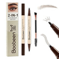 Boobeen Microblading Eyebrow Pen 2-in-1 with 4-Fork-Tip, Dark Brown
