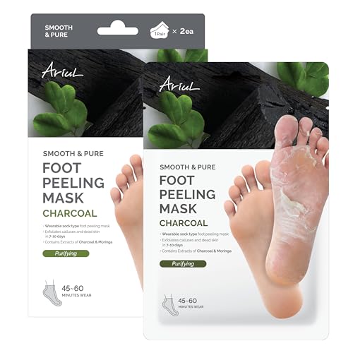 Ariul Charcoal Foot Peel Mask - Exfoliating Socks for Dead Skin (2 Pairs)