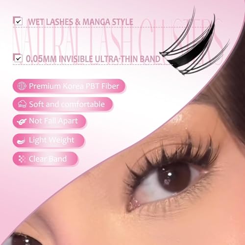 Whybraw Lash Clusters 140 Pcs Wispy C-Curl DIY Eyelash Extension