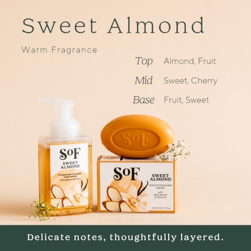 SoF Sweet Almond Foaming Hand Wash 8oz Pack of 3 - Hydrating, Vegan, Coconut & Agave Nectar