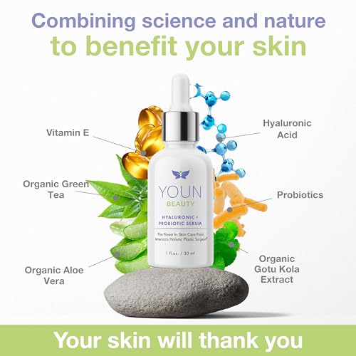 YOUN Beauty Hyaluronic + Probiotic Face Serum by Dr. Anthony Youn, 30 ML ? For Intense Hydration, Radiance Boost, & Skin Renewal ? Contains Plant-Based Hyaluronic Acid, Yogurt Extract, Vitamins C & E