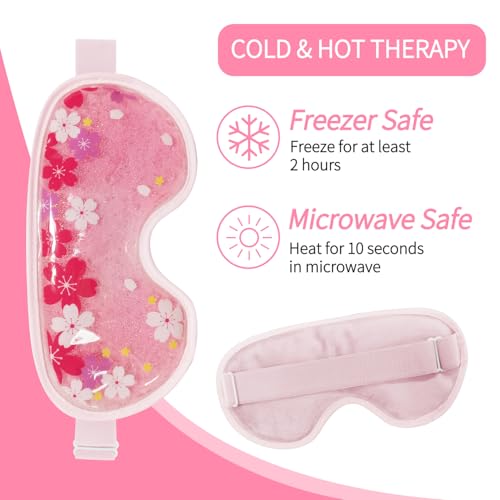 ZN?CUET?D Ice Eye Mask Cold Gel Cooling 2 Packs Reusable for Dark Circles and Puffiness, Cold Compress Eye Ice Pack for Dry Eyes, Migraine, Stress Relief Christmas Gift