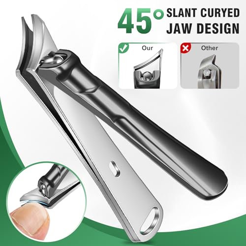 Toenail Clippers for Seniors & Thick Nails - 6PC Set with Long Handle