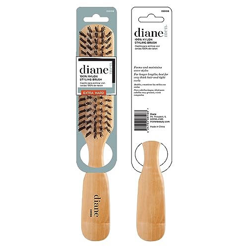 Diane 100% Nylon Bristle Styling Brush for Men and Barbers ? Hard Bristles for Thick to Coarse Hair ? Use for Detangling, Styling and Wave Styles