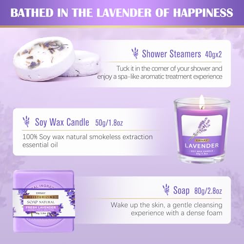Lavender Spa Gift Set for Women - 17-Piece Bath & Body Care Kit with Candle & Tote