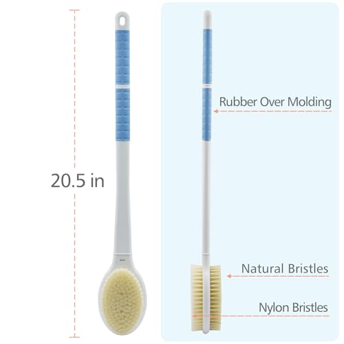 20.5" Long Handle Back Scrubber Shower Brush with Dual Bristles