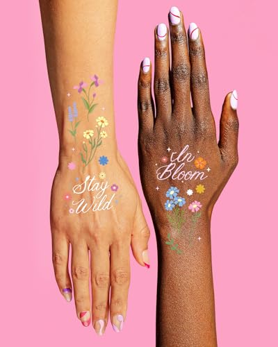 xo, Fetti Wildflower Temporary Tattoos - 82 Pastel Floral Designs