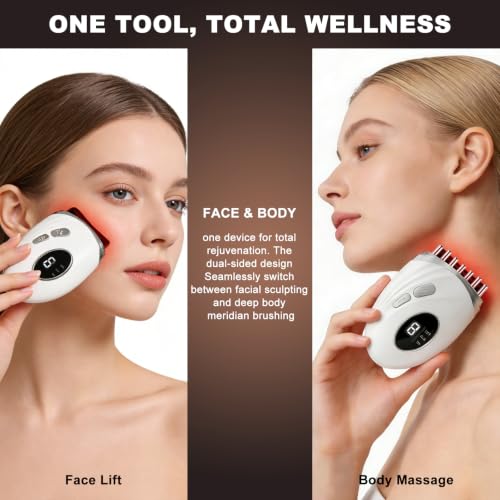 VEZURZO 2-in-1 Heated Gua Sha Facial Massager for Jaw & Skin Toning