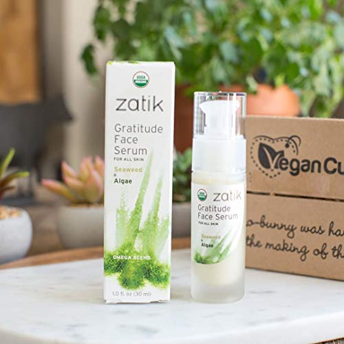 Zatik Naturals - Gratitude Face Serum with Seaweed and Algae, USDA Organic, Vegan, Non GMO Gluten Free, Soy Free, Alcohol Free, pH Balanced, Biodegradable, 1.0 fl oz, 30ml
