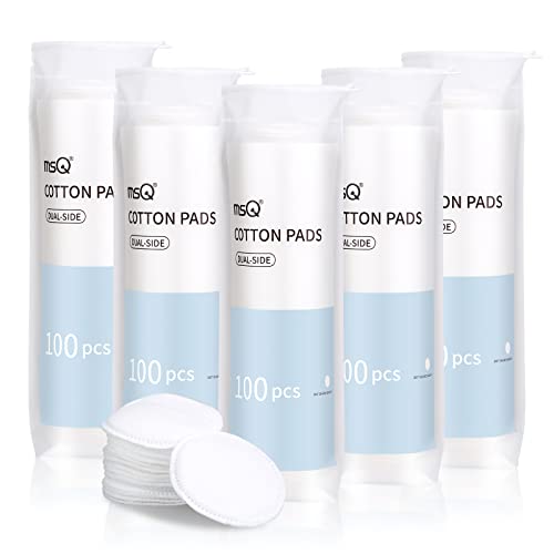 MSQ 500 Count Cotton Rounds Makeup Remover Pads Hypoallergenic Facial Cotton