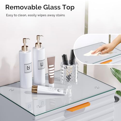 Salon Station with Glass Top, 3 Drawers & Hot Tool Holder