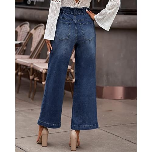 GRAPENT Wide Leg Jeans for Women Stretch High Wasited Elastic Waist Bell Bottom Baggy Y2K Pants