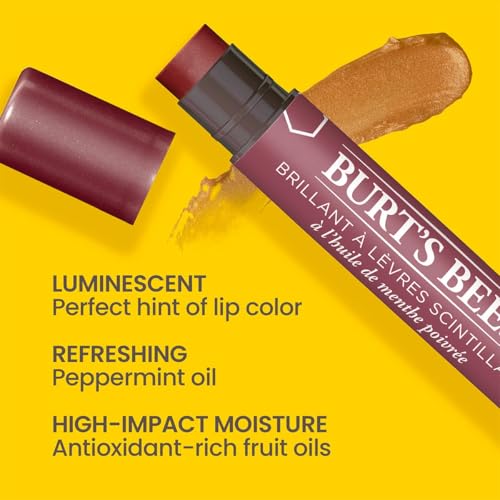 Burt's Bees Lip Balm Spring Gifts, 3 Nourishing Lip Care Shimmers for All Day Glow, Kissable Color Spring Gift Set -Peony, Fig & Rhubarb (Packaging May Vary)