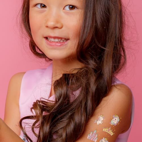 Unicorn Princess Temporary Tattoos - 25 Pack Metallic Flash Tats