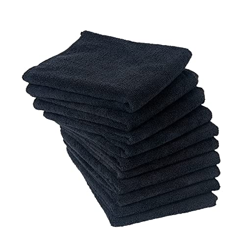 Eurow Microfiber Salon Towels 16x29 - 10 Pack Black