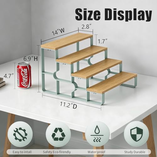 Perfume Organizer for Women,Makeup Organizer for Vanity,Skincare Organizers for Countertop,Bathroom Organizers and Storage,4 Tier Bamboo Display Shelf (Width=14")