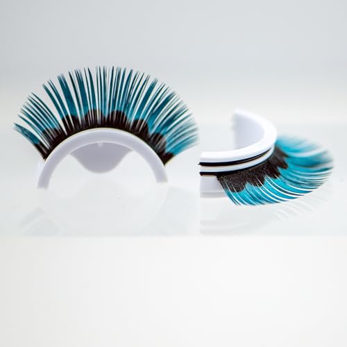 Metallic Teal and Black False Eyelashes with Applicator Tweezers
