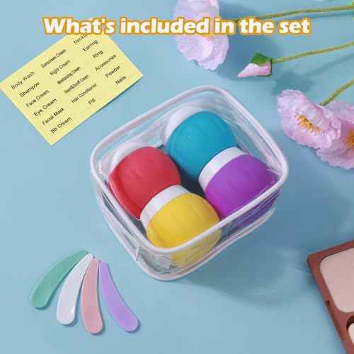 Travel Containers for Toiletries, GLAMFIELDS TSA Approved 1.7oz 50ml Travel Size Silicone Cream Jars BPA Free, Leak-proof Travel Essentials with Lid for Cosmetic Face Hand Body Cream Purple (4 Pack)