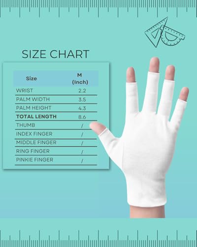 ANSMIO 2 Pairs White Cotton Fingerless Moisturizing Gloves with Open Tips for Dry Hands & Sleep