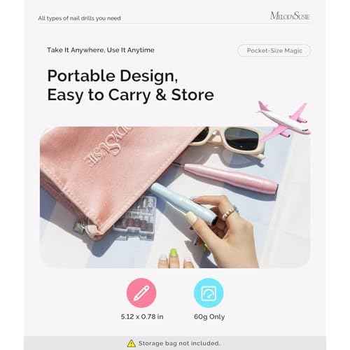 MelodySusie Pen-Shaped Portable USB Nail Drill, PC120I 20000RPM Electric Nail File with Compact Design for All Nail Care, Manicure Polishing, Shaping & Gel Removal at Home for Beginners