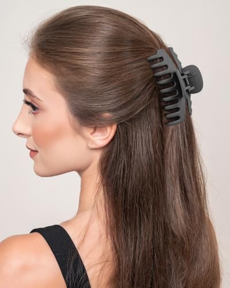 Medium Hair Claw Clips - Strong Hold, Lightweight (Black, 6-Pack)